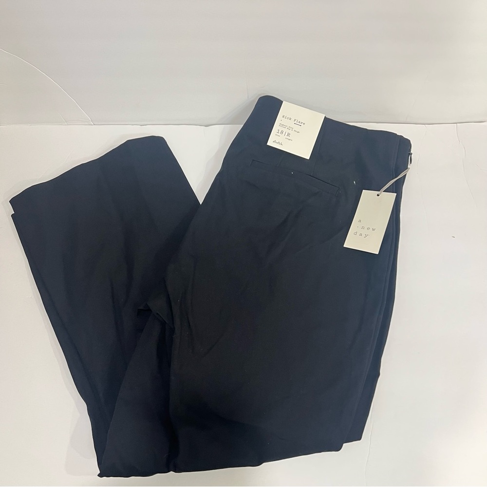 A New Day Women’s Black Kick Flare Highest Rise Fitted Hip & Thigh Pants Size 18